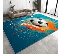 Générique Tapis 140x200 cm Imitation Cachemire Doux Motif 3D Football Antidérapant Lavable Machine et Main Nettoyage Facile Sports Moderne Abstrait Grand Tapis Chambre et Salon Familial 1K-68