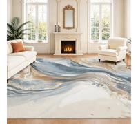 Générique Tapis 160 x 230 cm, Fluide Élégant Et Décoration D'Intérieur, Paillasson Marbre Bleu Gris Tourbillons Abstrait Art pour Salon, Tapis D'Intérieur Lavable Et Antidérapant À Poils Ras