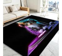 Générique Tapis à Motif DJ Chat Console DJ Musique Salon Moderne Salle des Enfants Antidérapant à Poils Courts Doux Lavable Chambre Poil Ras de Sol - Mode 80 x 150 cm