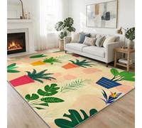 Générique Tapis Bohème Lavable en Machine pour Ado Enfants Adulte - Tapis Abstrait Plante en Pot Antidérapant Doux pour Salon, Salle à Manger, Chambre à Coucher - 160 x 230 cm