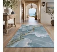 Générique Tapis Carré,Abstrait Moderne Bleu, Gris, Blanc, Marron, 200 x 200 cm, Lavable Tapis pour Décoration Maison Salon, Salle à Manger, Chambre,