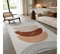 Générique Tapis Carré,Géométrique Moderne rétro Beige Marron Noir, 80 x 80 cm, Antidérapant intérieur et extérieur Lavable Tapis pour Entree Balcon Terrasse canapé Chaise