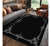 Générique Tapis Carré Goth Chambre 100x100 cm Motif Simple Gothique Noir Gris, Tapis Cuisine Lavable Antidérapant Doux Poil Ras, Deco Chambre Moquette