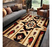 Générique Tapis Carré Indien Salon 150x150 cm Motif Américain Tribal Western Ethnique Aztèque, Tapis Lavable Antidérapant Doux Poil Court, Decoration Chambre Descente De Lit Carpet