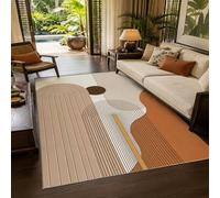 Générique Tapis Carré,Moderne, Beige, Marron, Taupe, Blanc, Jaune, 80 x 80 cm, Antidérapant intérieur et extérieur Lavable Tapis pour Entree Balcon Terrasse canapé Chaise