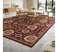 Générique Tapis Carré,Motif Floral Oriental Rouge, Beige, Marron, Bleu, Blanc, 150 x 150 cm, Tapis pour Salon Chambre Décoratif Coussin de Chaise Canapé Natte Coussinets,