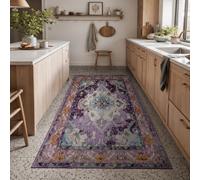 Générique Tapis Carré,Motif Moderne Violet, Bleu, Blanc, Orange, 180 x 180 cm, Lavable Tapis pour Décoration Maison Salon, Chambre, Salle à Manger,