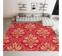 Générique Tapis Chambre Doux Lavable Antidérapant Carpet Texture Palais Vintage Rouge et Or Tapis pour Enfants Decoration Intérieur Moquette pour Salle à Manger Porche Tapis de Salon 120x170 cm