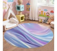 Générique Tapis Chambre Enfant Bébé Fille Garçon Rond 200 cm Abstrait Lignes Rayées Ondulées Modernes - Grand Doux Rampant pour Petite Chambre d'enfant Salon, Rose Bleu