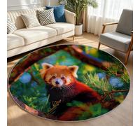 Générique Tapis Chambre Enfant Fille Garçon Rond Ø 100 cm Animaux Sauvages Tapis de Sol Décoration Antidérapant - Doux Rampant pour Salon Cuisine Table Basse Table de Chevet, Panda Forêt Naturelle