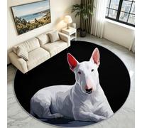 Générique Tapis Chambre Enfant Fille Garçon Rond Ø 120 cm Animaux Tapis de Sol Décoration Antidérapant - Doux Rampant pour Salon Cuisine Table Basse Table de Chevet, Portrait Chien Pitbull