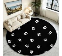 Générique Tapis Chambre Enfant Fille Garçon Rond Ø 120 cm Minimaliste Tapis de Sol Décoration Antidérapant - Doux Rampant pour Salon Cuisine Table Basse Table de Chevet, Empreintes Pattes Animaux