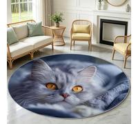 Générique Tapis Chambre Enfant Fille Garçon Rond Ø 60 cm Animal Tapis de Sol Décoration Antidérapant - Doux Rampant pour Salon Cuisine Table Basse Table de Chevet, Chaton Mignon