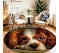 Générique Tapis Chambre Enfant Fille Garçon Rond Ø 80 cm Animal Tapis de Sol Décoration Antidérapant - Doux Rampant pour Salon Cuisine Table Basse Table de Chevet, Mignon Chien Chasse