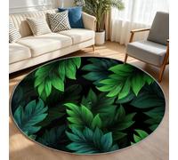 Générique Tapis Chambre Enfant Fille Garçon Rond Ø 80 cm Plantes Minimalistes Tapis de Sol Décoration Antidérapant - Doux Rampant pour Salon Cuisine Table Basse Table de Chevet, Feuilles Tropicales