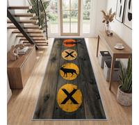 Générique Tapis Couloir Salon 80x300 cm, Planche en Bois Poisson Cerf | Antidérapant et et Lavable Poils Courts Tapis Couloir Vintage Rustique Effet Vieilli, pour Salon Chambre et Bureau