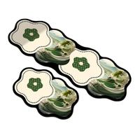 Générique Tapis Cuisine Antidérapant，Ensemble De 2 Tapis De Sol De Cuisine Rembourrés Anti-Fatigue, Imperméables, Antitaches Et Antidérapants, Motif Ondulé Rétro Oriental pour Évier, Blanc Cassé, 40