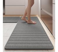 Générique Tapis Cuisine，Ensemble De 2 Tapis De Cuisine Anti-Fatigue, À Rayures en Chevrons, Antidérapants, Imperméables Et Antitaches, pour Évier Et Buanderie, Gris, 45 X 70 Cm + 45 X 180 Cm