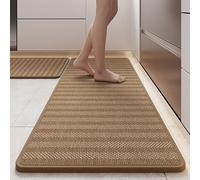 Générique Tapis Cuisine，Tapis De Cuisine Anti-Fatigue, Lot De 2, À Rayures en Chevrons, Antidérapants, Imperméables Et Antitaches, Confortables, pour Évier Ou Buanderie, Marron, 45 X 120 Cm