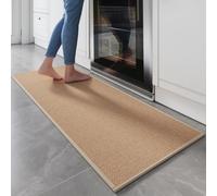 Générique Tapis Cuisine，Tapis De Cuisine en Jute Synthétique Texturé Naturel, Antidérapant Et Résistant Aux Taches, Long Et Décoratif pour L'Évier, Style Rustique, Couleur Beige Doré, 45 X 180 Cm.
