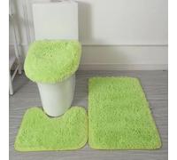 Générique Tapis de Bain 3 Pièces en Microfibre Ultra Douce - Antidérapant, Absorbant, Lavable en Machine, Tapis Contour WC et Housse de Couvercle de Toilette (Vert Clair)