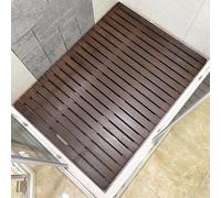 Générique Tapis de Bain en Bois huilé, antidérapant, pour Douche, Piscine/Spa/Sauna, intérieur/extérieur, 30/40/60/80/90/120 cm, pour Petites et Grandes salles de Bain (Noyer Noir, 50 x 50 c