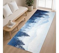 Générique Tapis de Couloir Bleu forêt 80x200 cm, Tapis de Passage Nature Paysage Forêt brumeuse pour Cuisine Salon Chambre Balcon Entrée Interieur, Antidérapant et Lavable