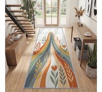 Générique Tapis de Couloir Bohème Nature Plantes Lavable, Arc Multicolore Tapis de Cuisine Long 60 x 150 cm à Poils Courts Antidérapant pour Salon Chambre Entrée Buanderie Corridor