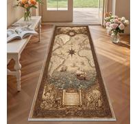 Générique Tapis de Couloir Carte de Pirate Vintage 60x120 cm, Voilier Tapis Couloir Antidérapant Lavable en Machine Doux à Poil Ras pour Cuisine Couloir Chambre et Entrée DN147fs