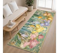 Générique Tapis de Couloir Fleurs Art Nouveau 50x150 cm, Tapis de Passage Motif Fleurs pour Cuisine Salon Chambre Balcon Entrée Interieur, Antidérapant et Lavable