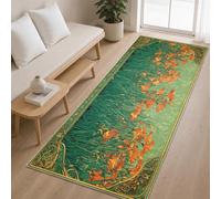 Générique Tapis de Couloir Fleurs Art Nouveau 60x180 cm, Tapis de Passage Plante Verte pour Cuisine Salon Chambre Balcon Entrée Interieur, Antidérapant et Lavable