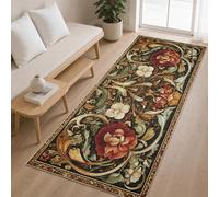 Générique Tapis de Couloir Fleurs Vintage 65x240 cm, Tapis de Passage Art Nouveau pour Cuisine Salon Chambre Balcon Entrée Interieur, Antidérapant et Lavable