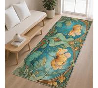 Générique Tapis de Couloir Fleurs Vintage 80x300 cm, Tapis de Passage Style Art Nouveau pour Cuisine Salon Chambre Balcon Entrée Interieur, Antidérapant et Lavable