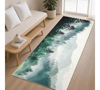 Générique Tapis de Couloir Forêt brumeuse 80x150 cm, Tapis de Passage Nature Montagnes Paysage pour Cuisine Salon Chambre Balcon Entrée Interieur, Antidérapant et Lavable