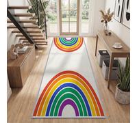 Générique Tapis de Couloir Irisés Beige Lavable 80x200 cm | Poils courts antidérapant Vintage Dessin Animé Minimaliste Tapis de Couloir, pour Entrée Salon Cuisine Bureau