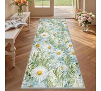Générique Tapis de Couloir Marguerite Blanc 70x180 cm, Fleur Aquarelle Tapis Couloir Antidérapant Lavable en Machine Doux à Poil Ras pour Cuisine Couloir Chambre et Entrée TWX79ld