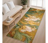 Générique Tapis de Couloir Motif Fleurs 50x150 cm, Tapis de Passage Fleurs Art Nouveau pour Cuisine Salon Chambre Balcon Entrée Interieur, Antidérapant et Lavable