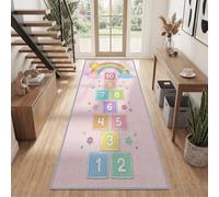 Générique Tapis de Couloir Passage Long 80 x 300 cm, Tapis Coureur Enfants Jeux Dessin À La Main Lavable Antidérapant Marelle Chiffres Blocs Multicolore pour Cuisine Chambre Entrée Salle de Buanderie
