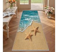 Générique Tapis de Couloir Plage 60x240 cm, Étoile de Mer Tapis Couloir Antidérapant Lavable en Machine Doux à Poil Ras pour Cuisine Couloir Chambre et Entrée M162kn
