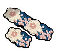Générique Tapis De Cuisine，Lot De 2 Tapis De Sol De Cuisine Anti-Fatigue Et Rembourrés, Imperméables, Antitaches Et Antidérapants, Motif Ondulé Rétro Oriental Décoratif pour Évier, Bleu Foncé, 60 X 9