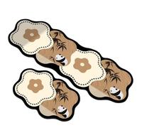 Générique Tapis De Cuisine，Lot De 2 Tapis De Sol De Cuisine Anti-Fatigue Rembourrés, Imperméables, Antitaches Et Antidérapants, Motif Ondulé Rétro Oriental pour Évier, Kaki-Beige, 60 X 90 Cm