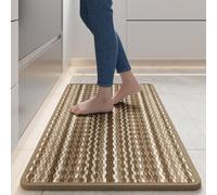Générique Tapis De Cuisine，Tapis De Cuisine Texturé À Rayures Neutres, Antidérapant Et Antitache, Résistant Et Robuste, Motif À Rayures Verticales Décoratives pour L'Évier, Idéal pour Un Appartement
