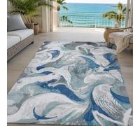 Générique Tapis de décoration,Abstrait Blanc, Bleu, Gris, 70 x 100 cm, Paillasson Interieur Entree Tapis Antidérapant et Lavable en Machine,