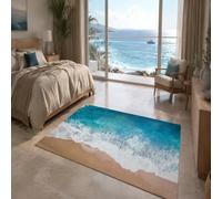 Générique Tapis de décoration,Motifs de Plage Bleu-Vert, Marron, Blanc, 80 x 120 cm, Tapis de Couloir Salon Chambre Cuisine Balcon, Paillasson Entree, Runners for Hallway