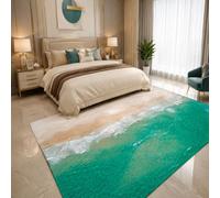 Générique Tapis de décoration,Motifs de Plage Vert, Beige, Blanc, 70 x 120 cm, Tapis pour Salon Descente de lit Chambre, Couloir Halls D'EntréE, Cuisines, Buanderies