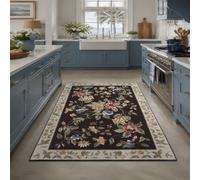 Générique Tapis de décoration,Motifs Floraux Noir, Rouge, Jaune, Bleu, Vert, Beige, 100 x 160 cm, Bureau à Domicile, Chambre, Salle de séjour, Couloir, Area Carpet for Bedroom