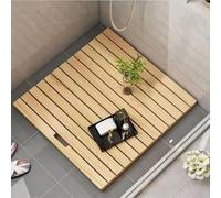 Générique Tapis de Douche en Teck de 20, 24, 26, 30, 32, 36 et 44 Pouces de Large, Tapis de Bain en Bois avec Pieds en Silicone et Trou de Drainage pour Baignoire, lavabo et sols de Salle de