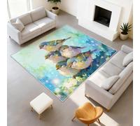 Générique Tapis de Fantaisie Oiseau Aquarelle Garçons Filles Adolescents Tapis de Petit Oiseau Scintillement Antidérapant Flanelle Tapiss pour Salon Chambre à Coucher Chambre d'enfant 60 x 90 cm