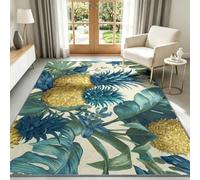 Générique Tapis de Jeu Home Decor Nourriture Fruits Ananas Feuilles Garçons et Filles - Tapis de Sol Doux Plantes Tropicales, Antidérapant, Moelleux à Poils Courts, Lavable 80 x 150 cm