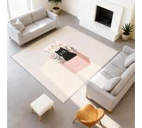 Générique Tapis de Minimaliste Animal Mignon Garçons Filles Adolescents Tapis de Sac à Main Chat Noir Antidérapant Flanelle Tapiss pour Salon Chambre à Coucher Chambre d'enfant 60 x 90 cm